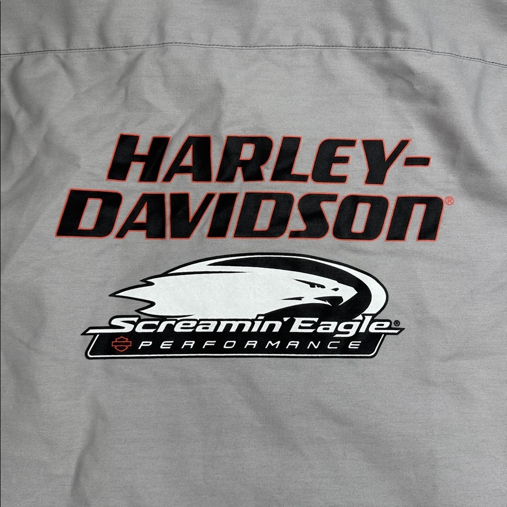 Womens Harley Davidson Screamin Eagle Performance Button Down Shirt Large L gray - Picture 8 of 8